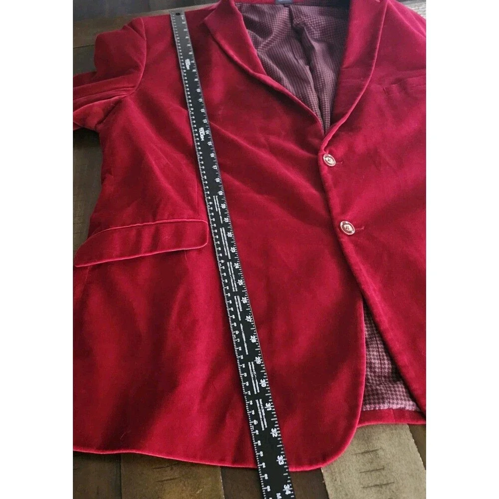 Madison Slim Fit Luxe Velvet Blazer Men's 54L Red Burgundy Jacket Coat Cotton
